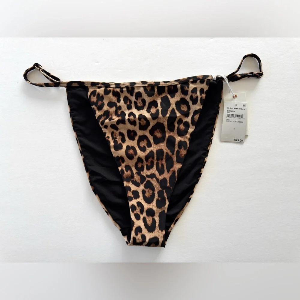 Good American “Perfect Fit” Leopard Bikini Bottom, New With Tags
